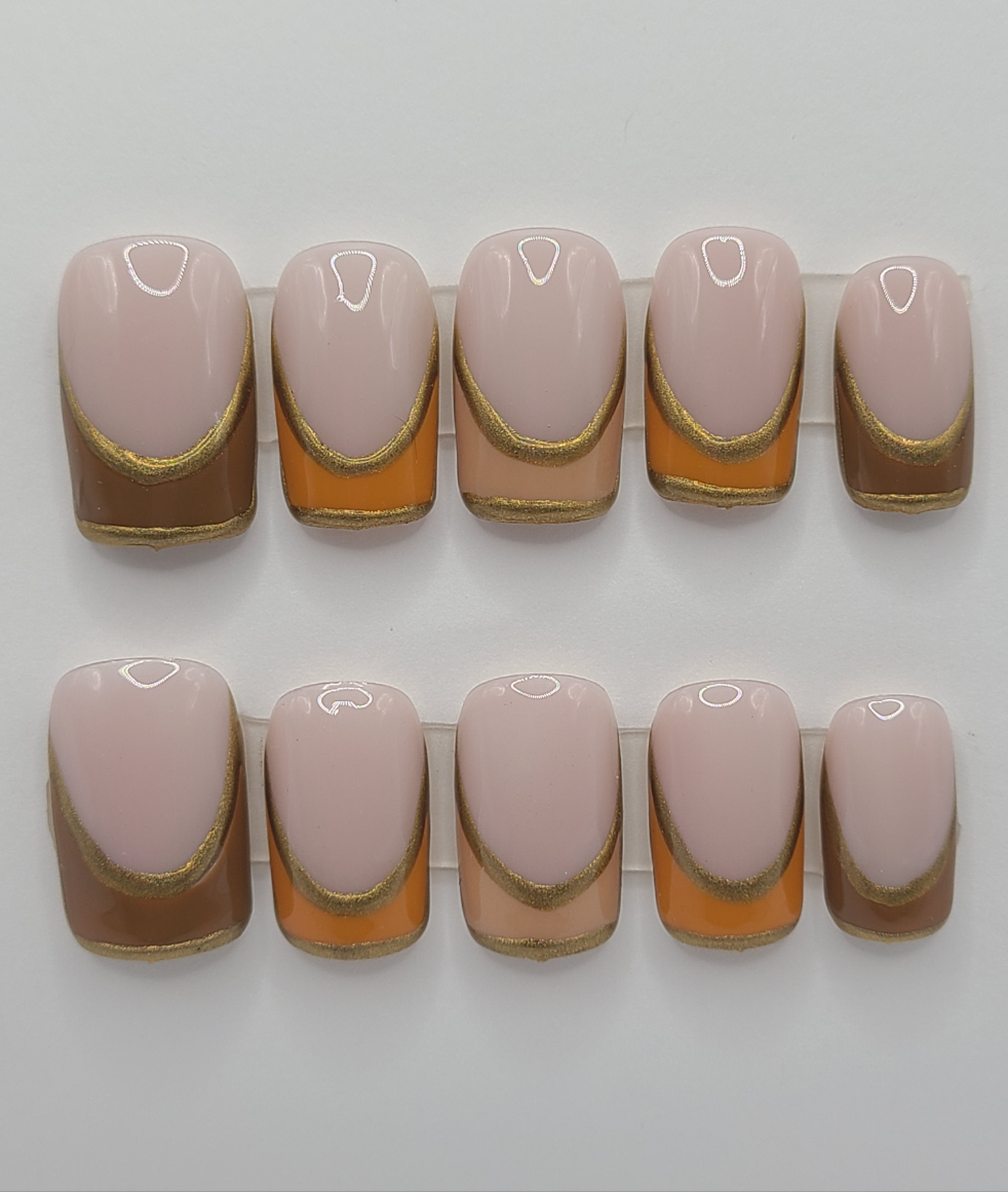 Amber Luxe French Tip (10 pieces, Short Square Press on Nails)