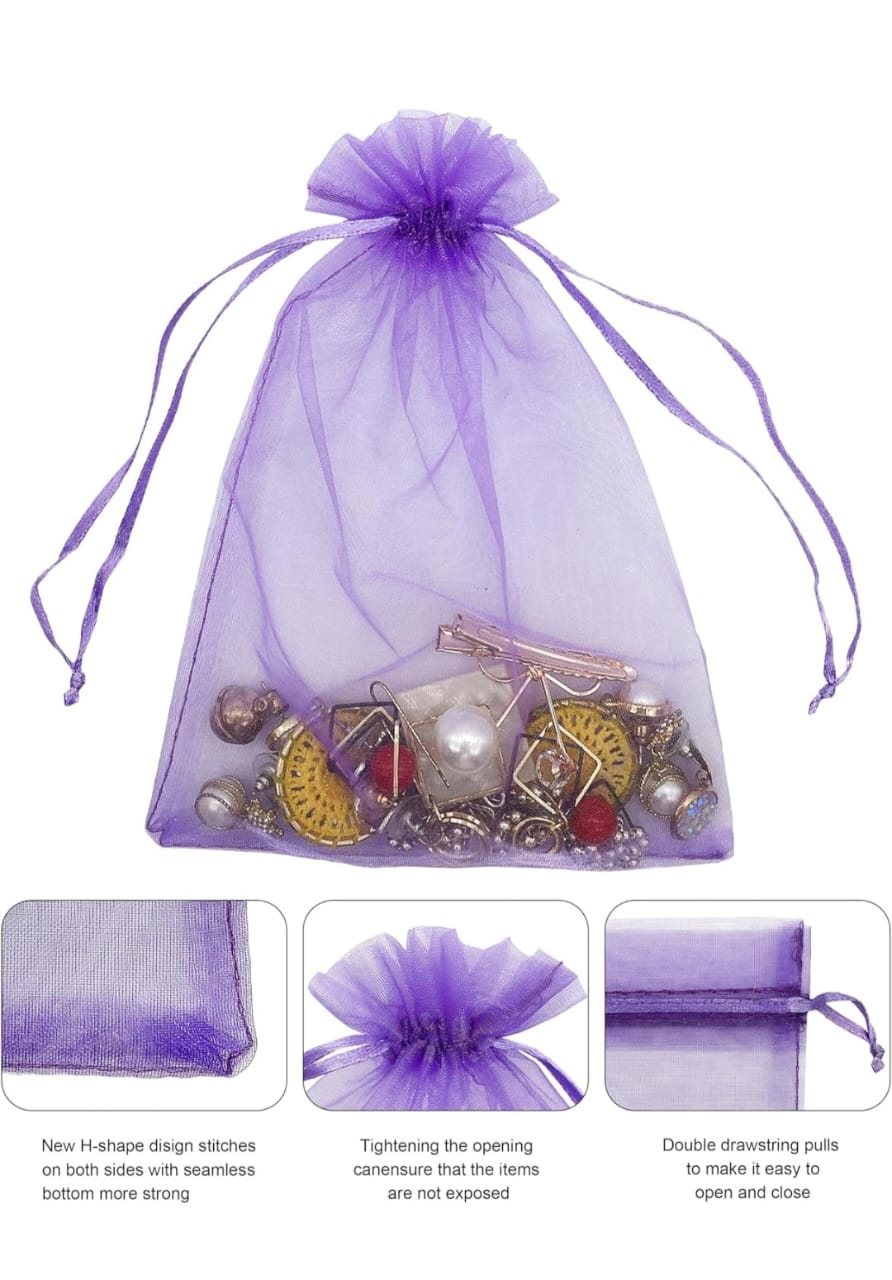 5x7 inches Sheer Organza Bags, Mesh Drawstring Gift Bags