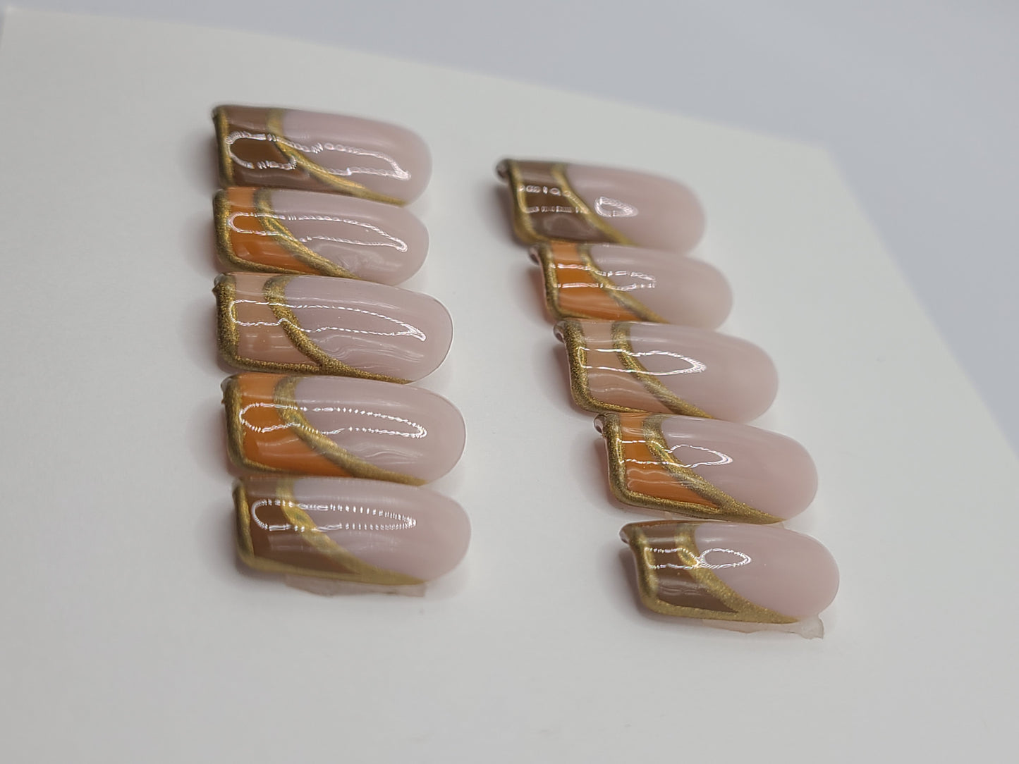 Amber Luxe French Tip (10 pieces, Short Square Press on Nails)