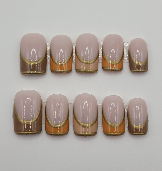 Amber Luxe French Tip  (10 pieces, Short Square Press on Nails)