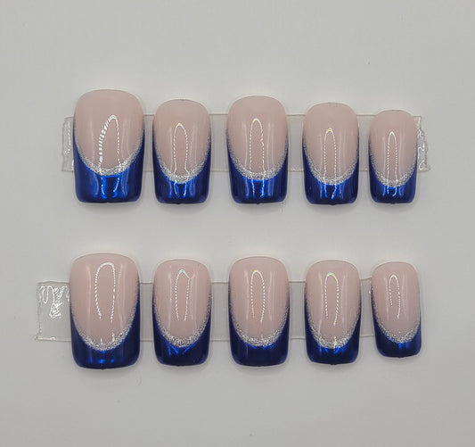 Sapphire Gleam (10 pieces, Short Square Press on Nail)