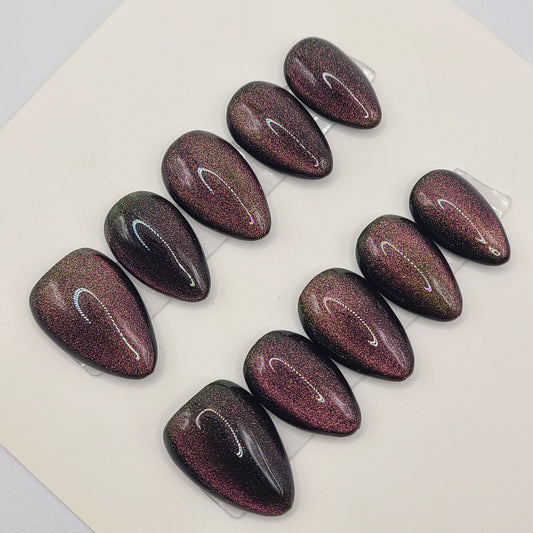 Midnight Spectrum Short Almond Press-On Nails