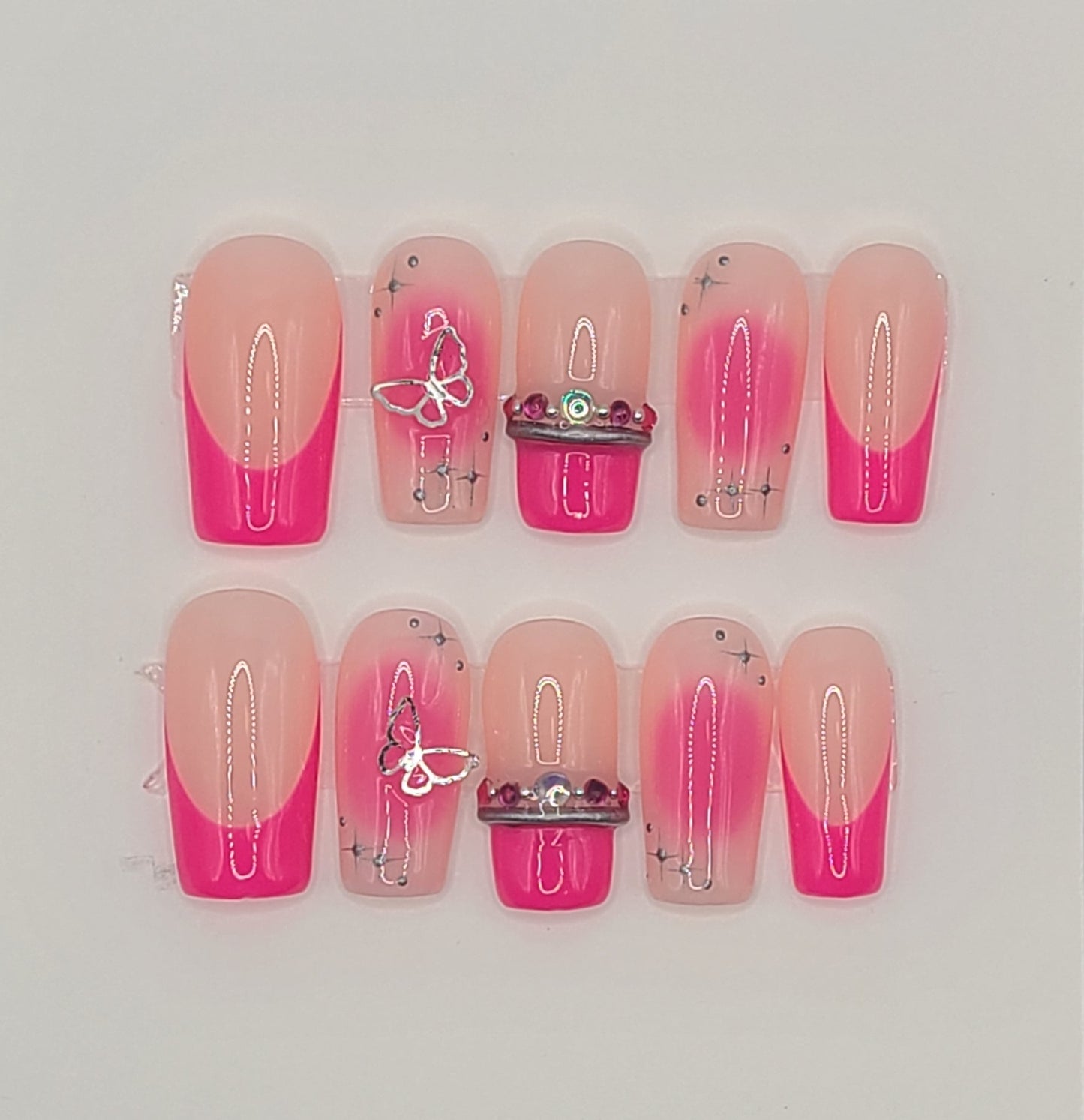 Pink Galaxy Glam (20 pieces, Medium Square Press-On Nails)