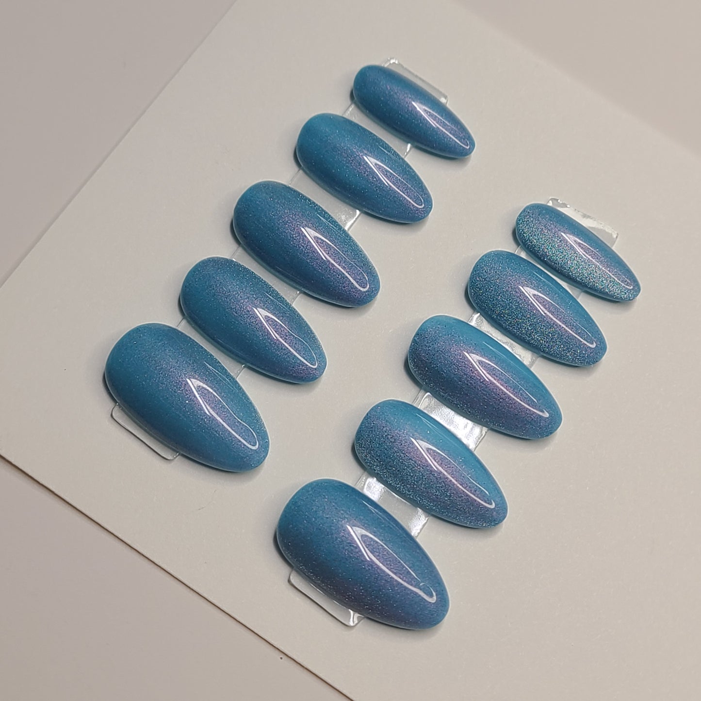 Arctic Glimmer Medium Almond Press-On Nails