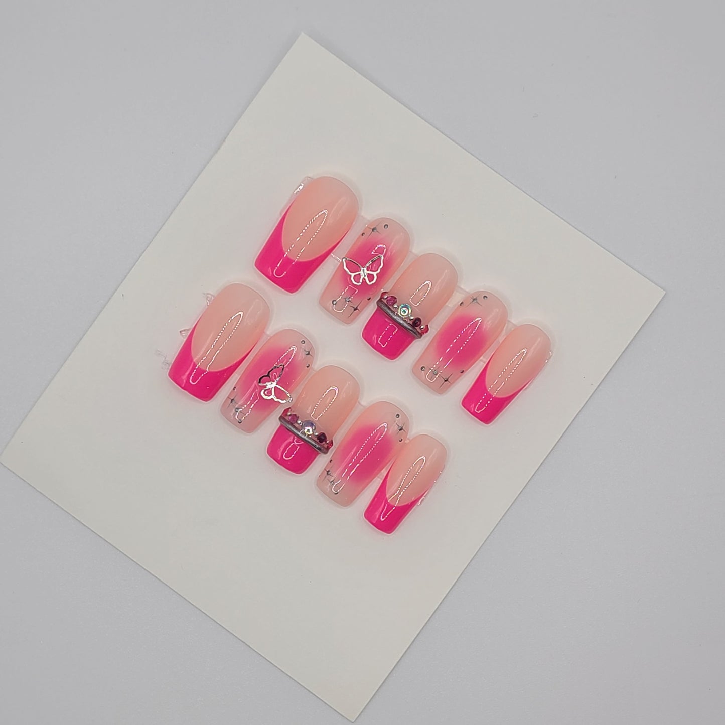 Pink Galaxy Glam (20 pieces, Medium Square Press-On Nails)