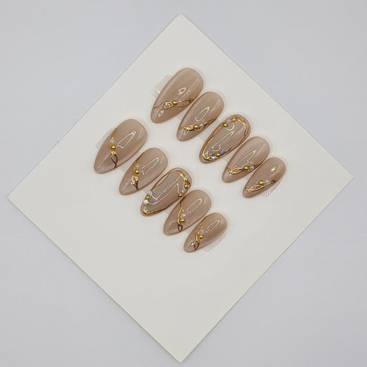 Liquid Treasure Medium Almond Press-On Nails