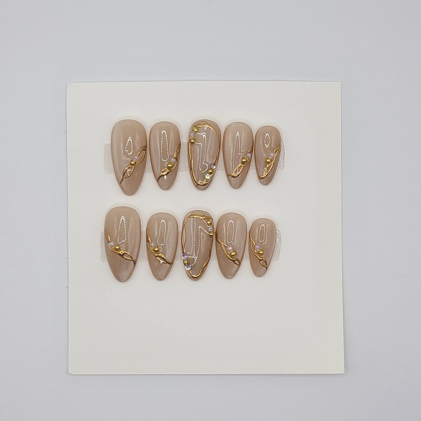 Liquid Treasure Medium Almond Pres-On Nails
