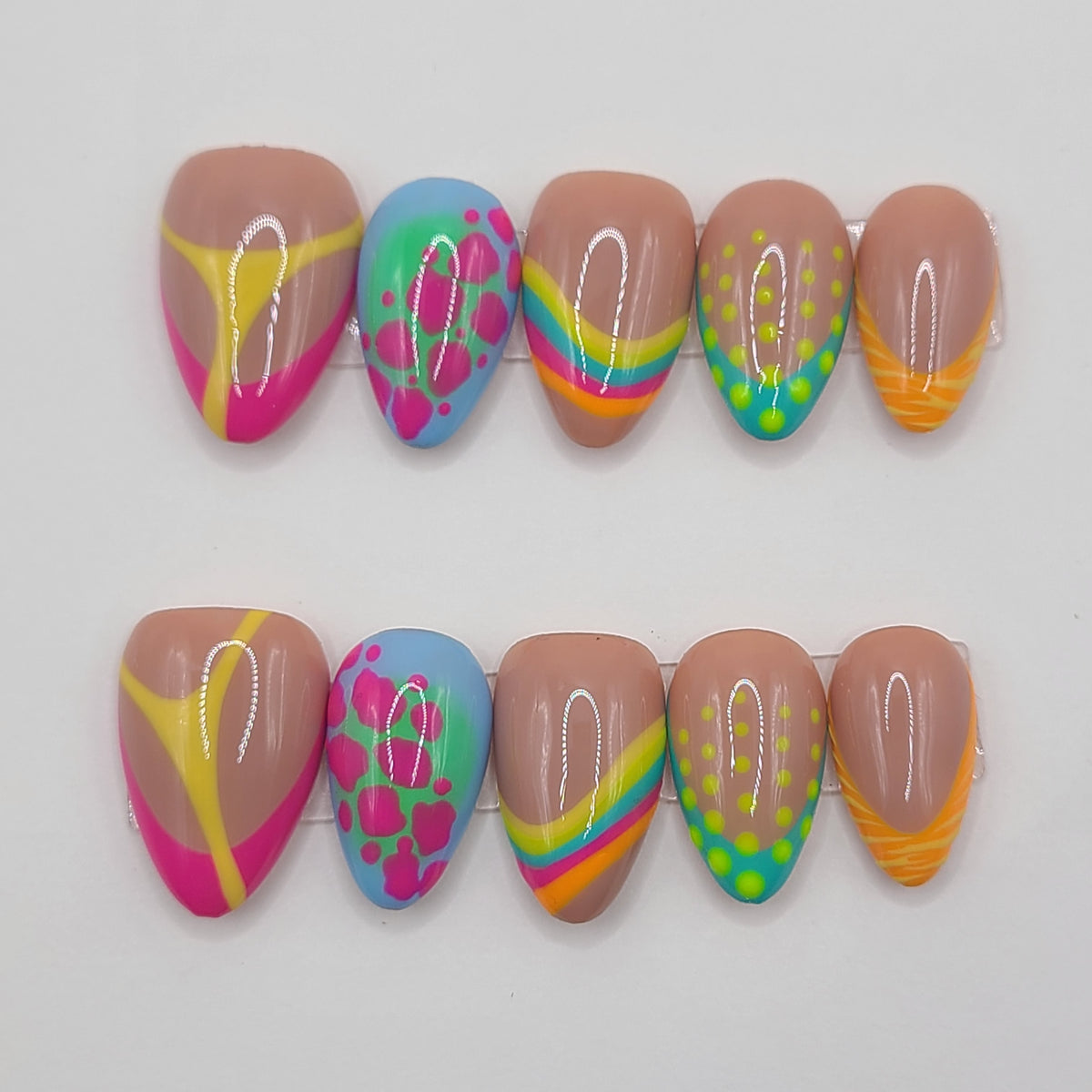 Rainbow Riot Short Almond Press-On Nails