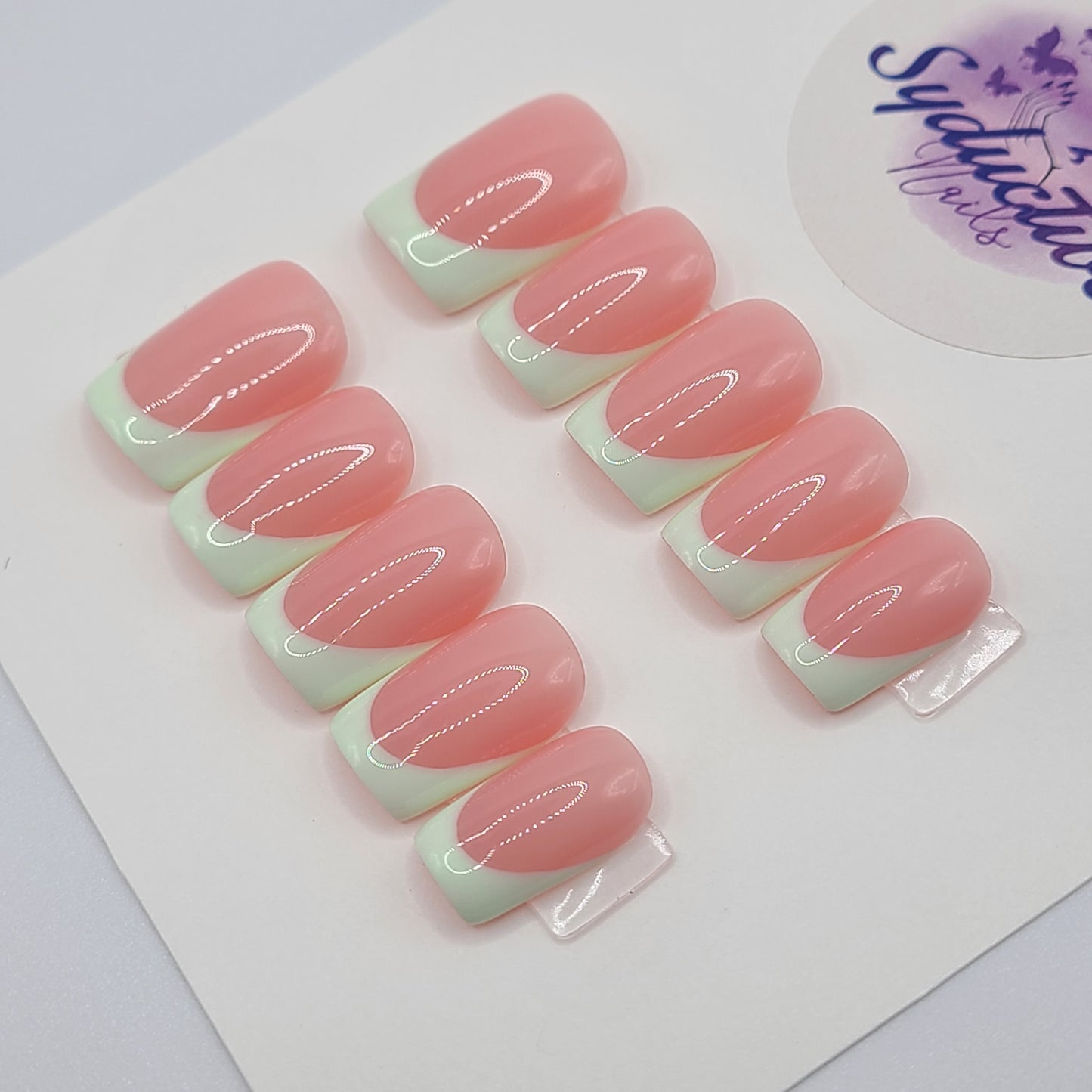 Mint Whisper Short Square Press-On Nails