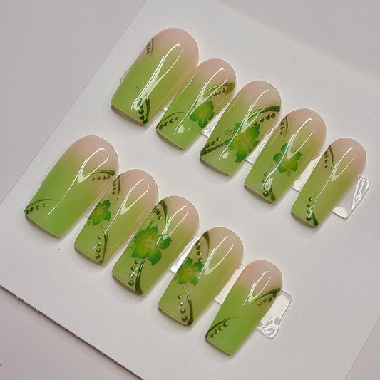 Electric Bloom Medium Square Press-On Nails