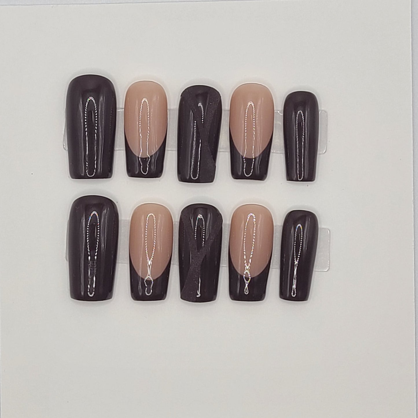 Chocolate Luxe French (10 pieces, Medium Square Press-On Nails)