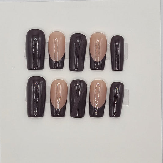Chocolate Luxe French Medium Square Press-On Nails