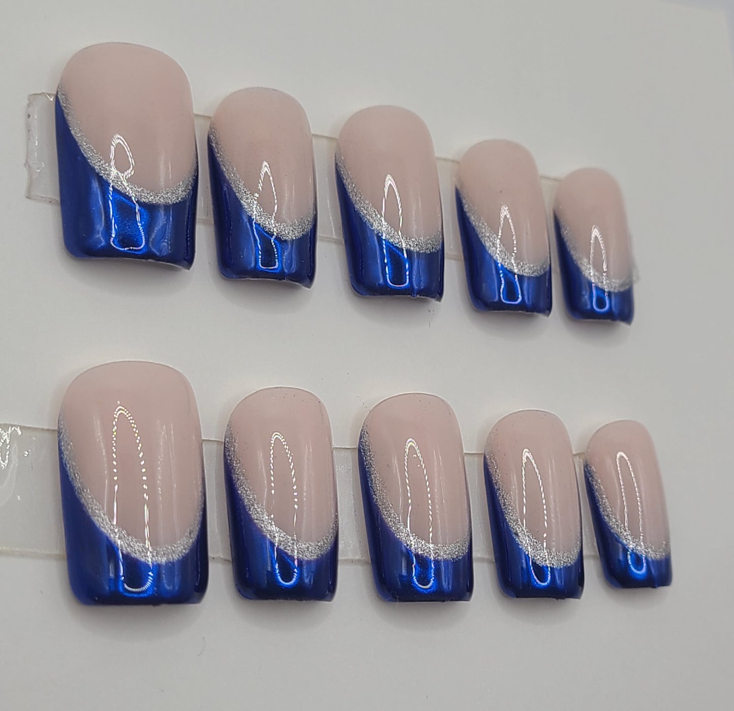 Sapphire Gleam (10 pieces, Short Square Press on Nail)