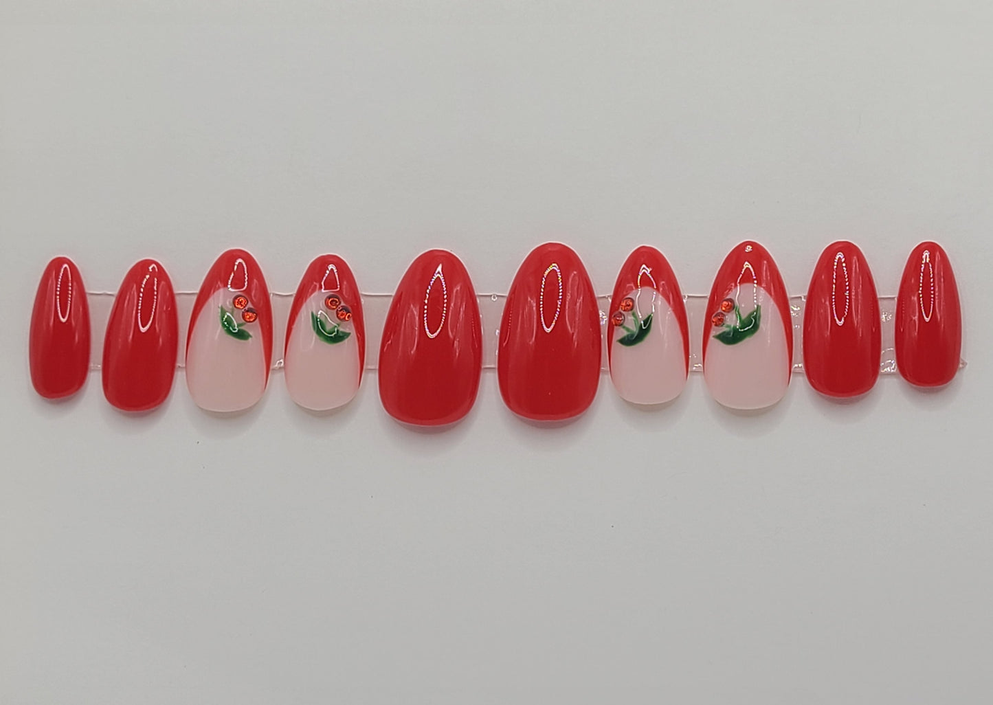 Cherry Kiss (10 pieces, Medium Almond Press on Nails)