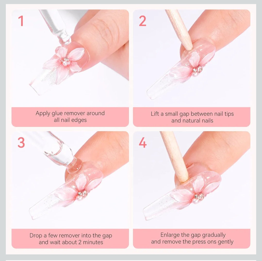 Makartt Gentle Press-On Nail Glue Remover: 50ML Acetone-Free with Vitamin E