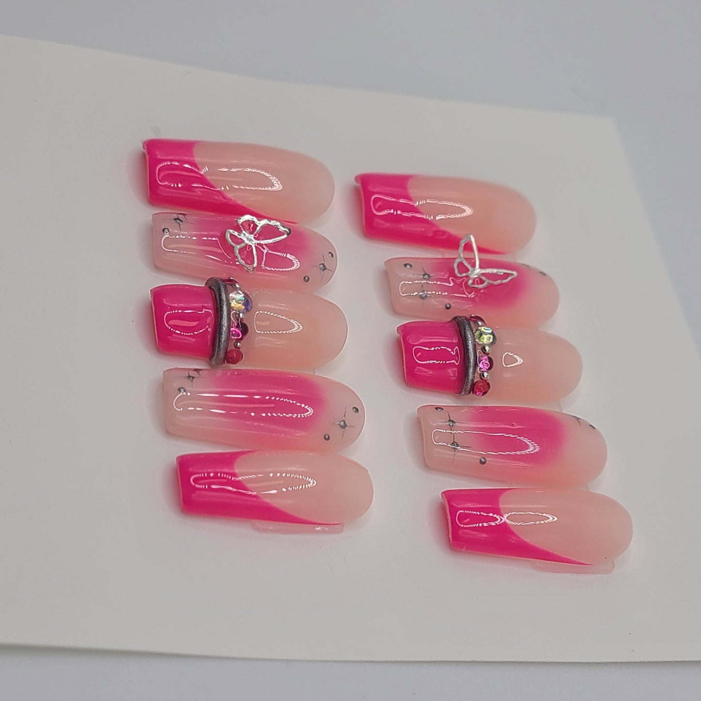 Pink Galaxy Glam (20 pieces, Medium Square Press-On Nails)