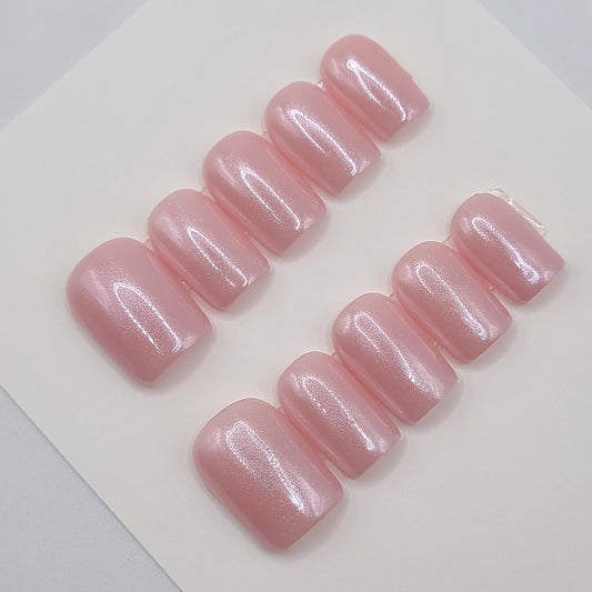 Pearl Glaze Short Square Press-On Nails