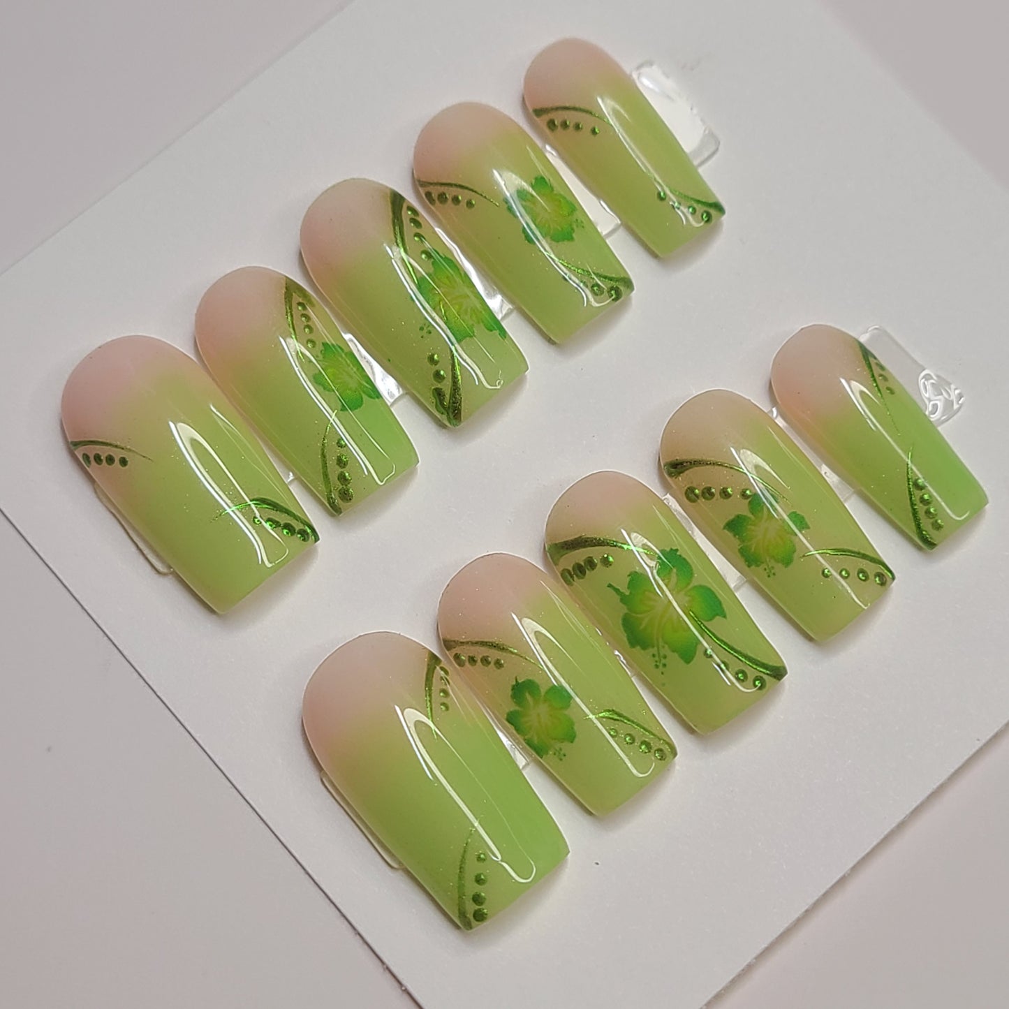 Electric Bloom Medium Square Press-On Nails