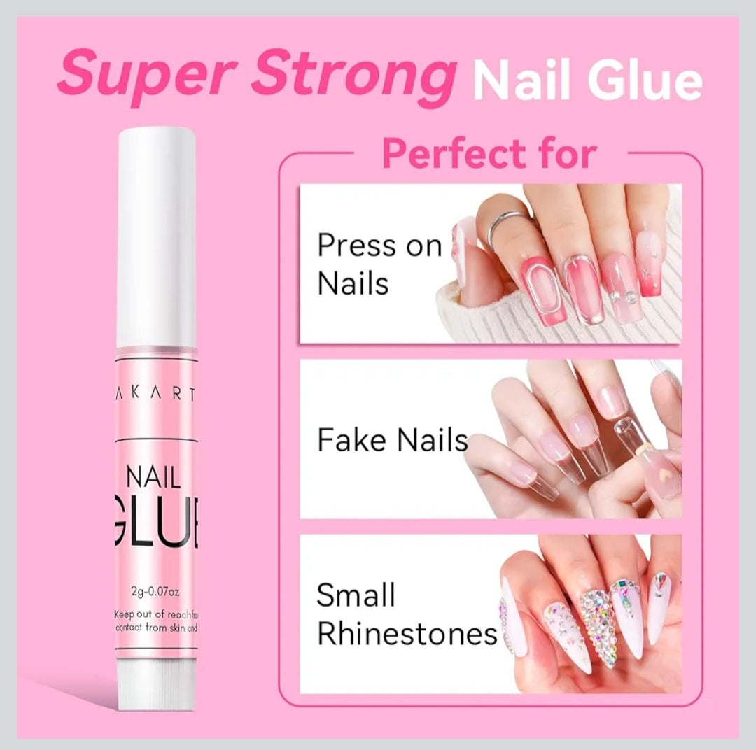 Makartt Super Strong Nail Glue for Press On Nails- Fast Air Dry Adhesive for Acrylic Nail Tips, Long-lasting Glue for Fake Nails,Dries Clear, No Nail Lamp Needed