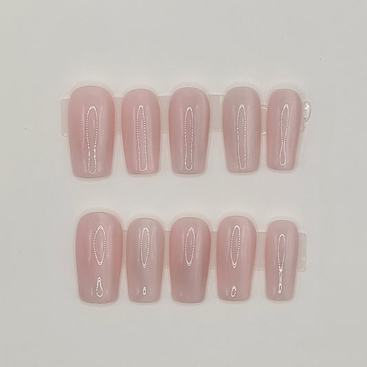 Soft Girl Cat Eye (20 pieces, Medium Square Press-On Nails)