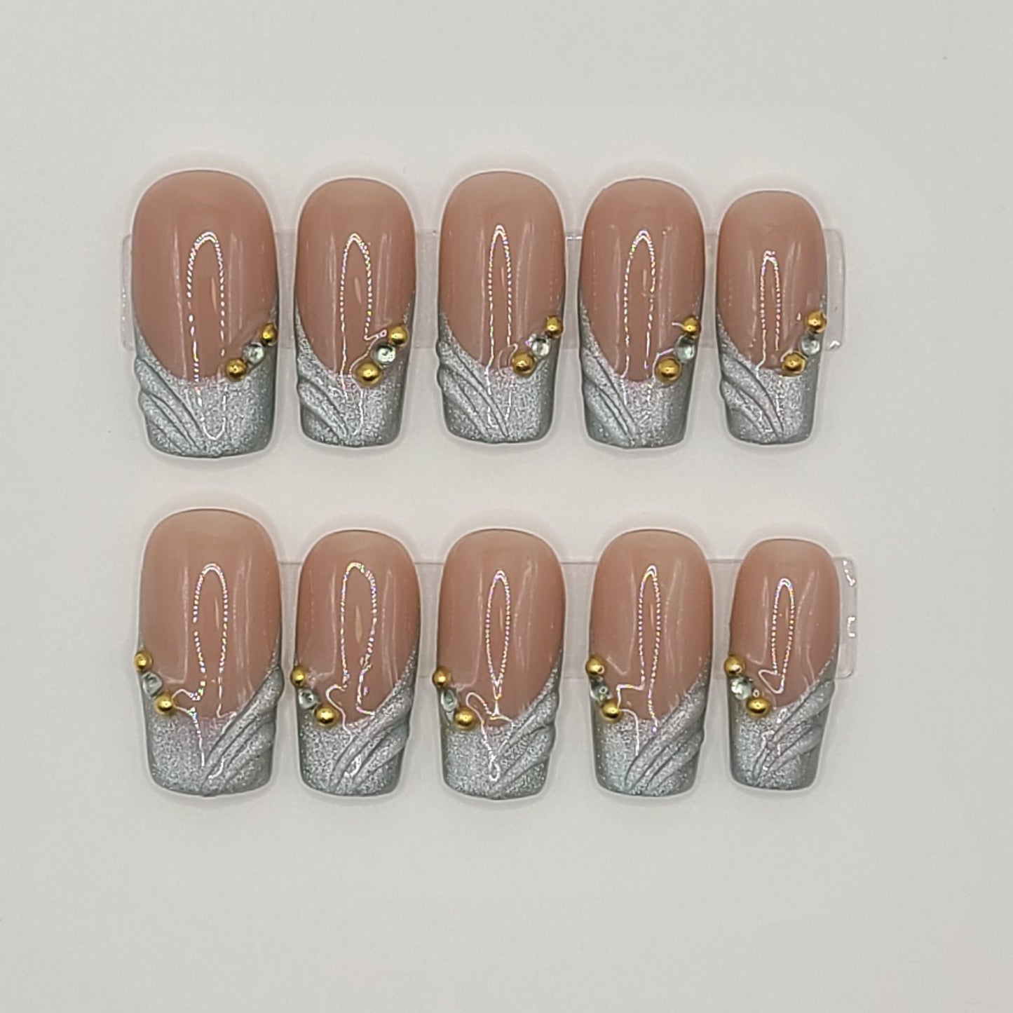 Emerald Luxe French (20 pieces, Medium Square Press-On Nails)