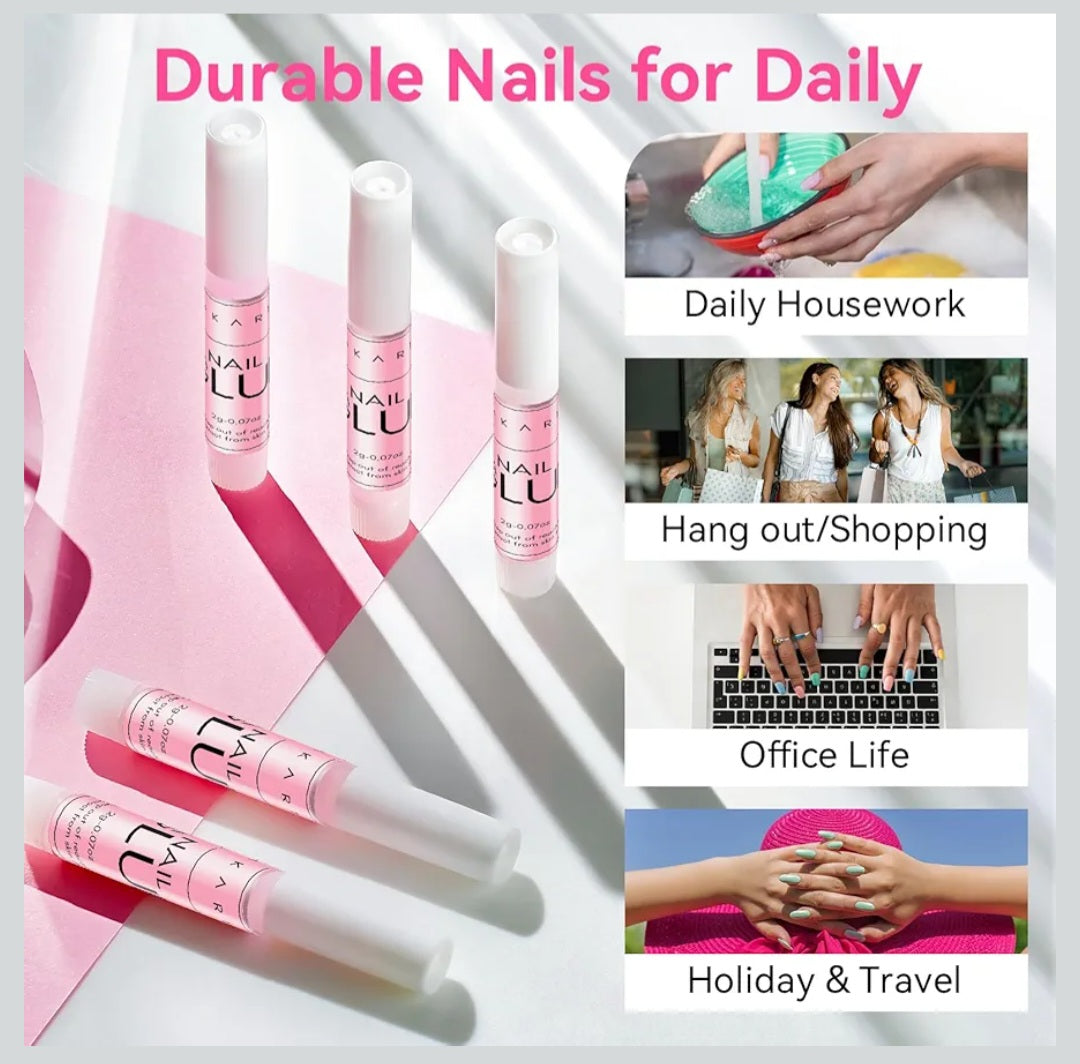Makartt Super Strong Nail Glue for Press On Nails- Fast Air Dry Adhesive for Acrylic Nail Tips, Long-lasting Glue for Fake Nails,Dries Clear, No Nail Lamp Needed