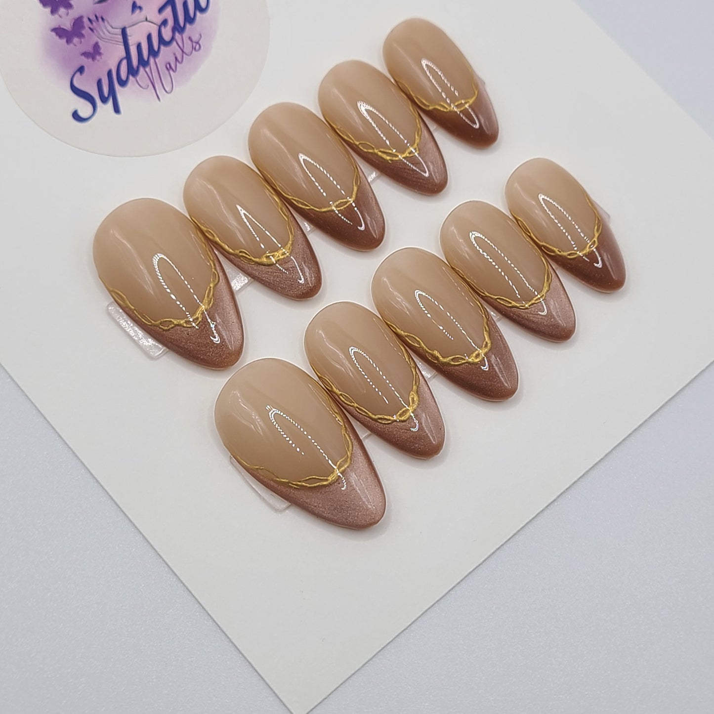 Gilded Tiger Medium Almond Press-On Nails