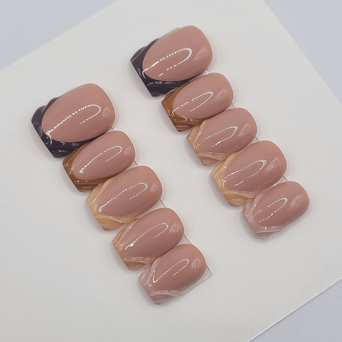 Mocha Mosaic Short Square Press-On Nails