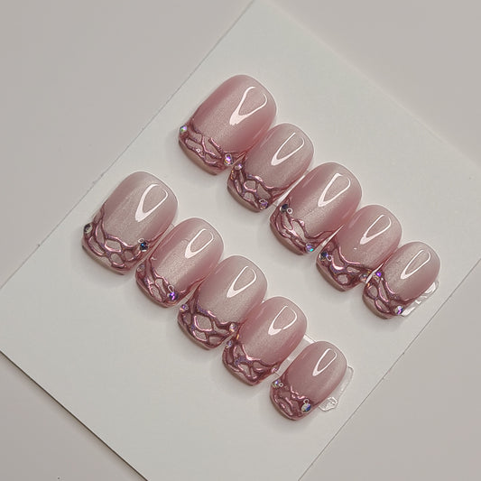 Diamond Blush Tips Short Square Press-On Nails