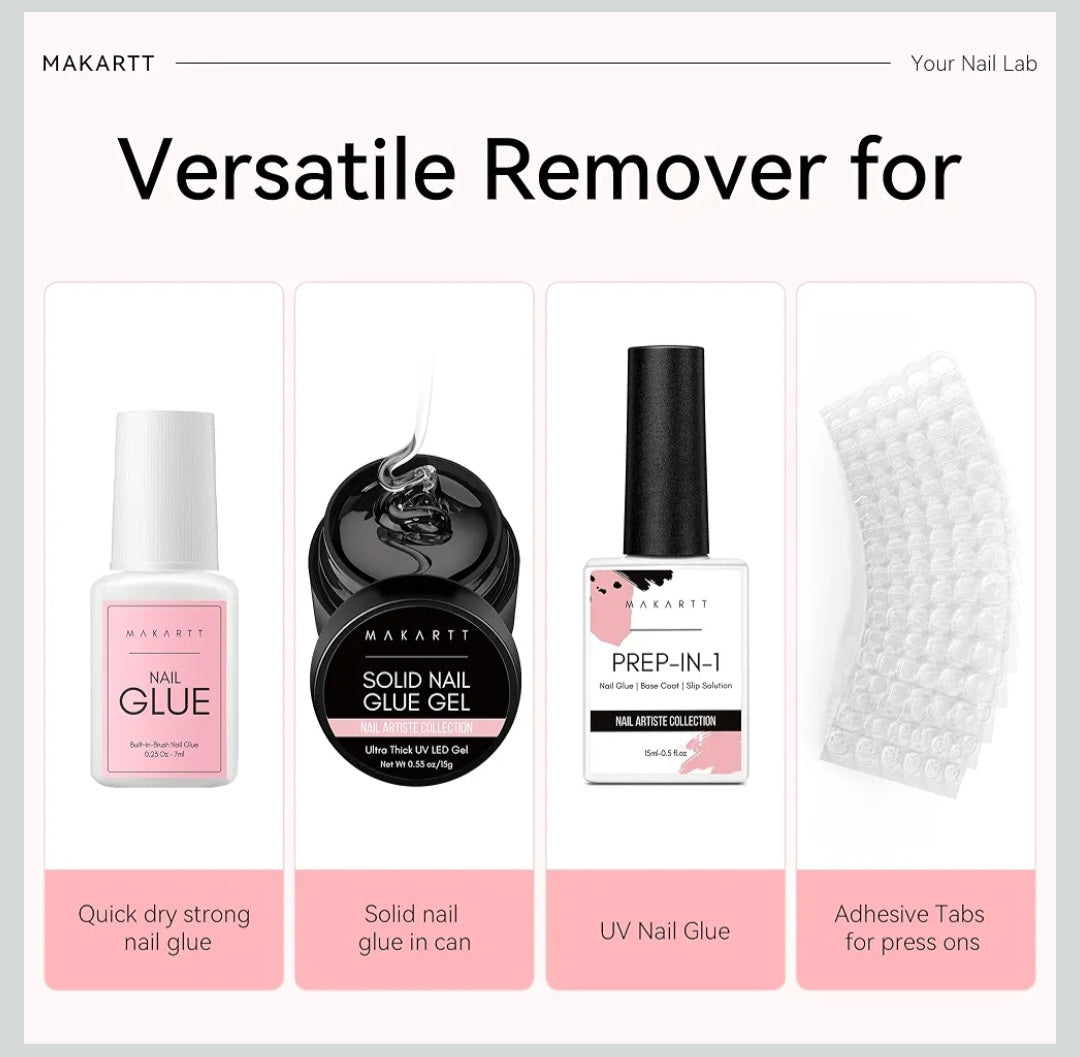 Makartt Gentle Press-On Nail Glue Remover: 50ML Acetone-Free with Vitamin E