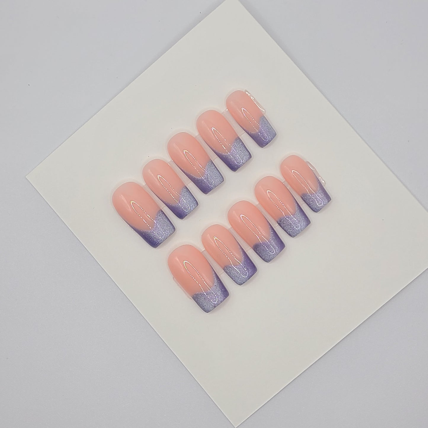 Purple Wave Cat Eye  (14 pieces, Medium Square Press-On Nails)