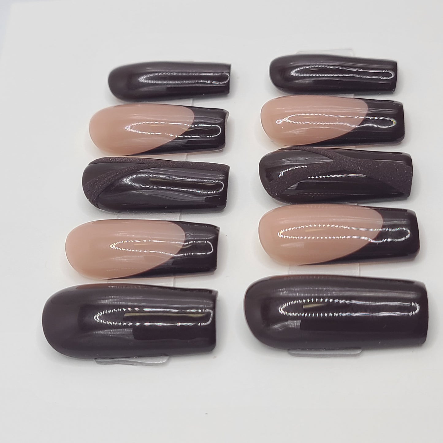 Chocolate Luxe French (10 pieces, Medium Square Press-On Nails)