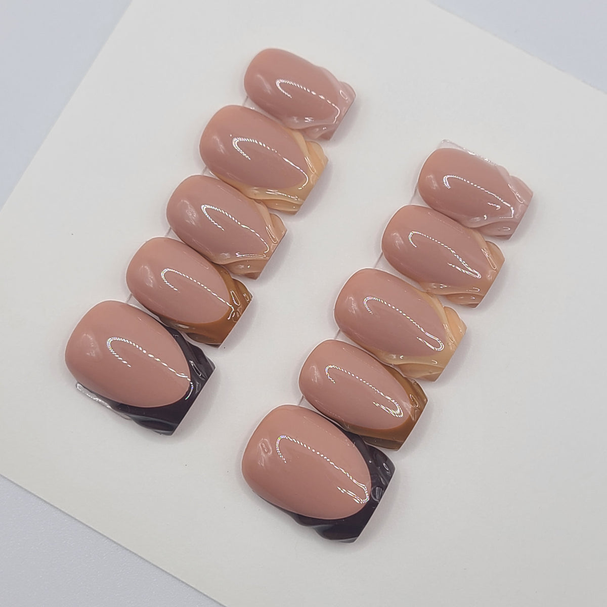 Mocha Mosaic Short Square Press-On Nails