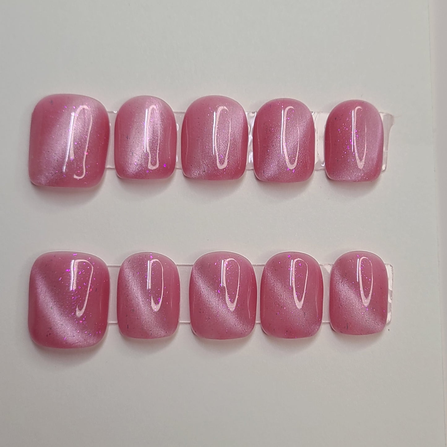 Pink Stardust Extra Short Square Press-On Nails