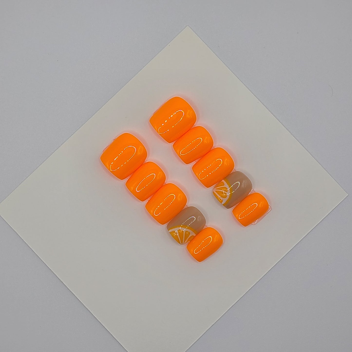 Citrus Glow Extra Short Square Press-On Nails