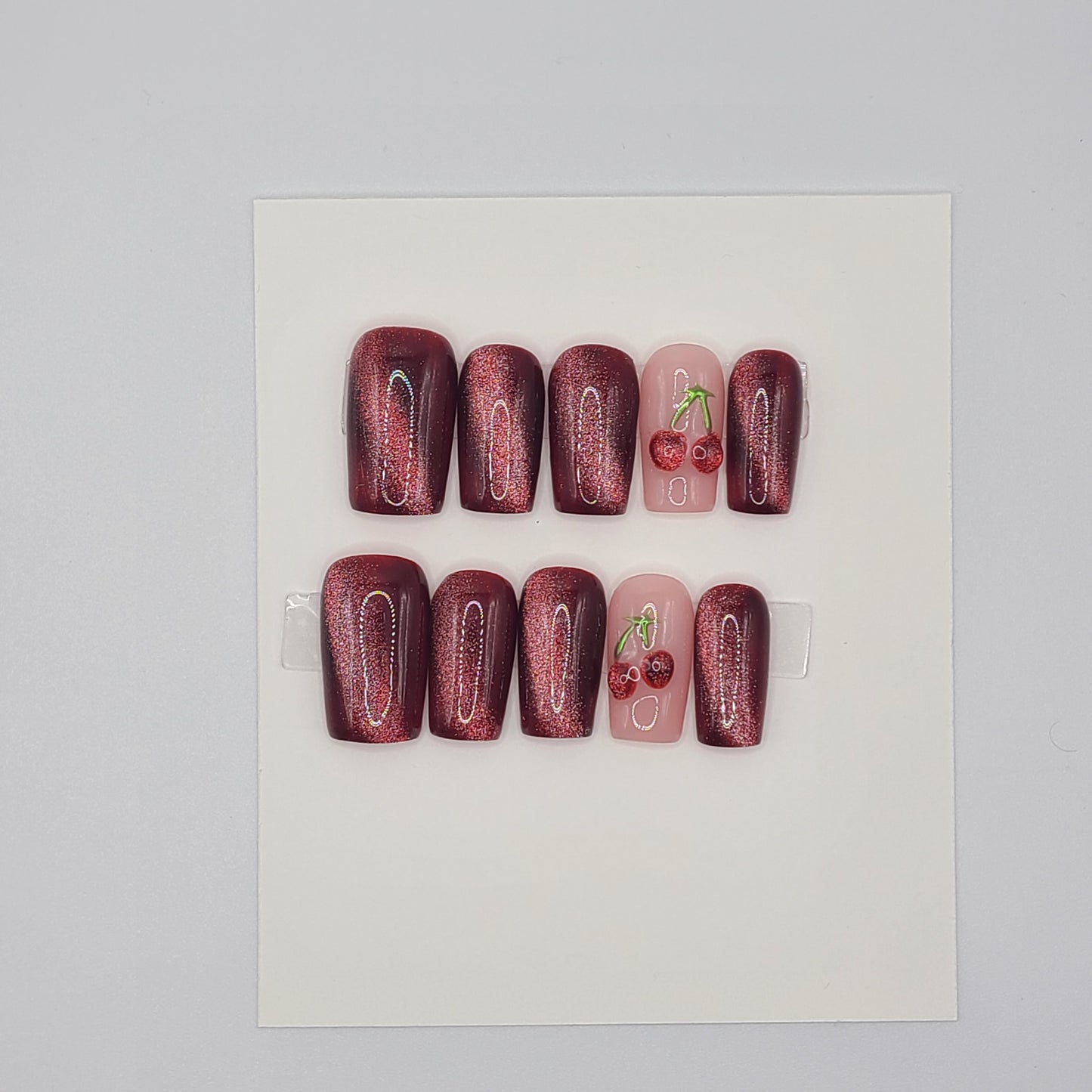 Cherry Ember Medium Square Press-On Nails