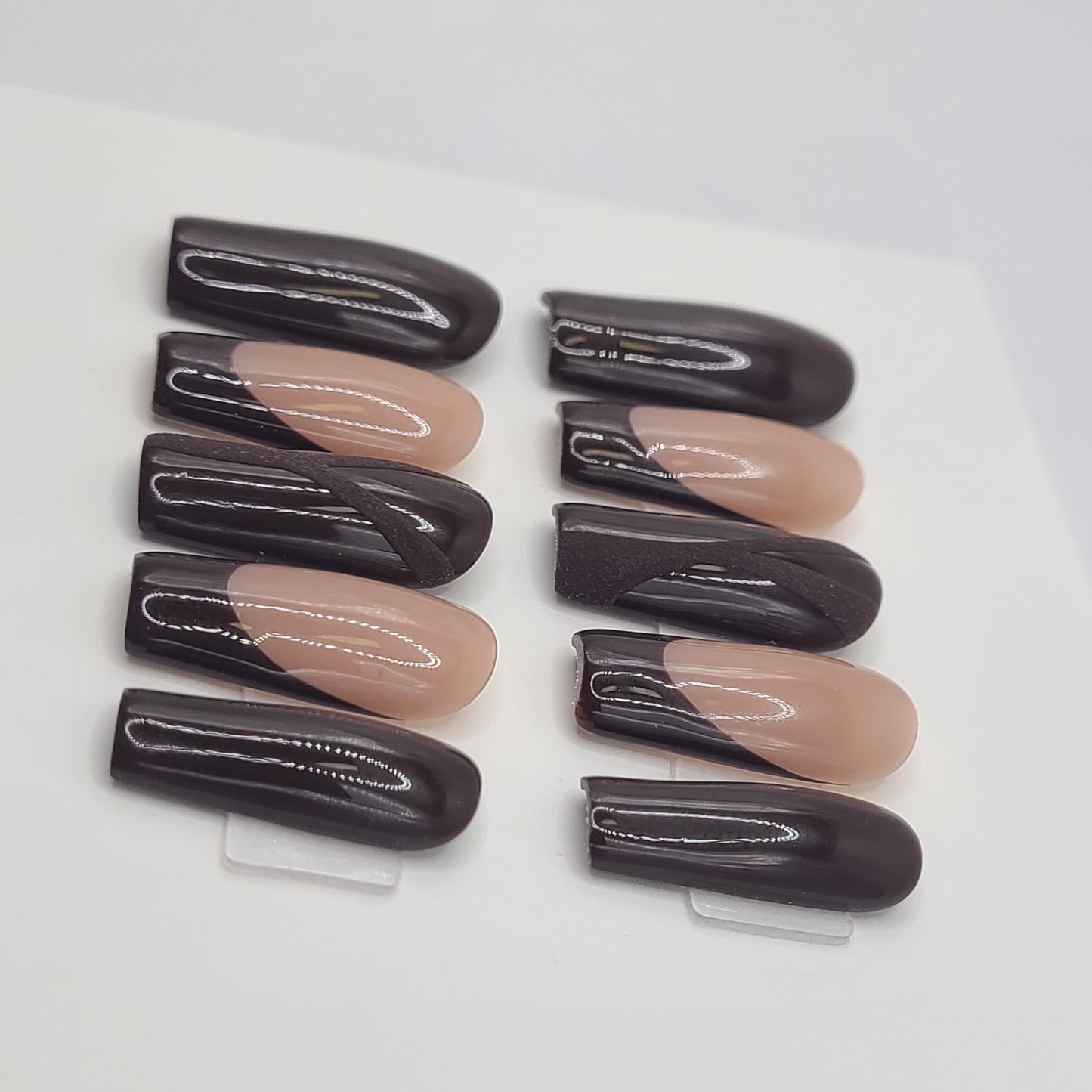 Chocolate Luxe French (10 pieces, Medium Square Press-On Nails)