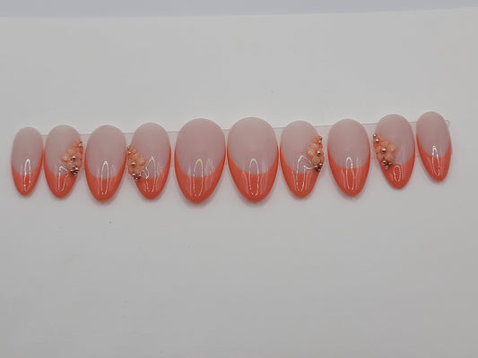 Peach Glow ( 10 pieces Medium Almond Press on Nails)