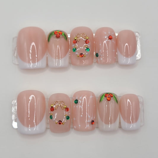 Enchanted Christmas Garden – Luxury Festive (10 Piece Press-On Nails)