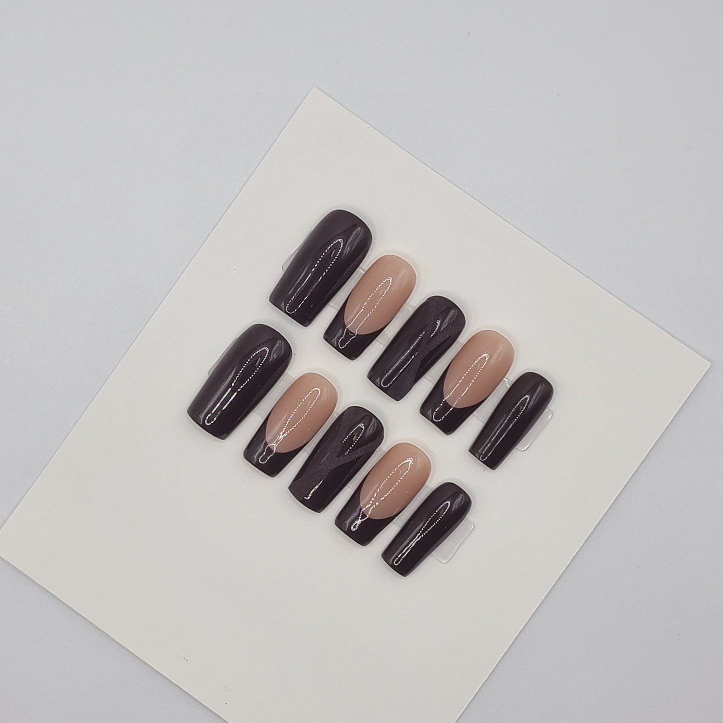 Chocolate Luxe French (10 pieces, Medium Square Press-On Nails)