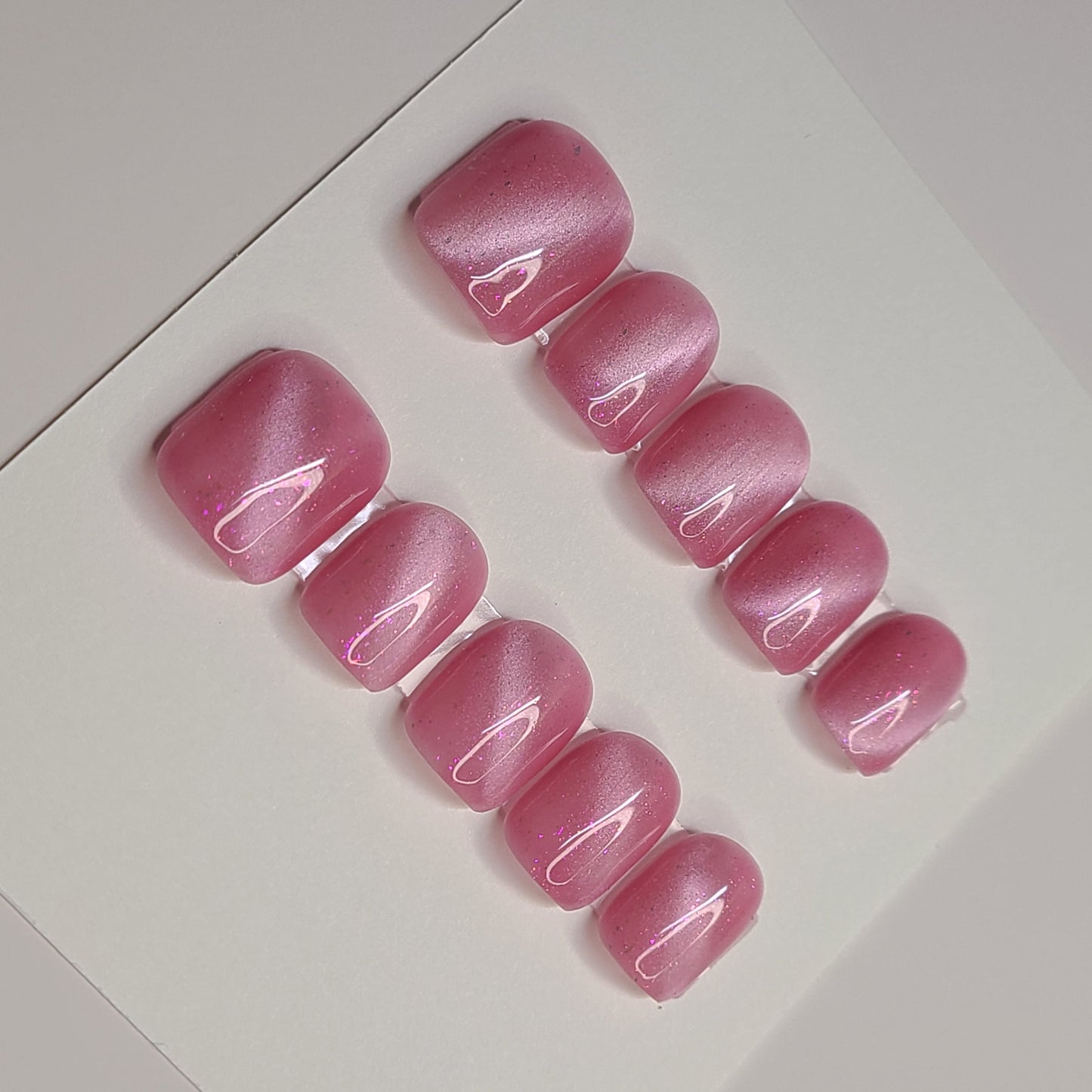 Pink Stardust Extra Short Square Press-On Nails