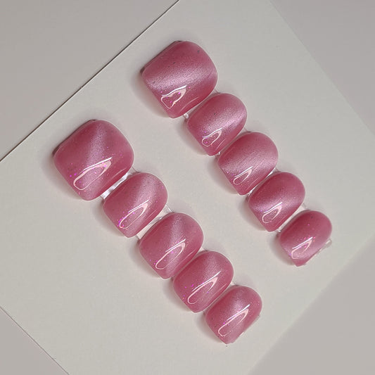 Pink Stardust Extra Short Square Press-On Nails