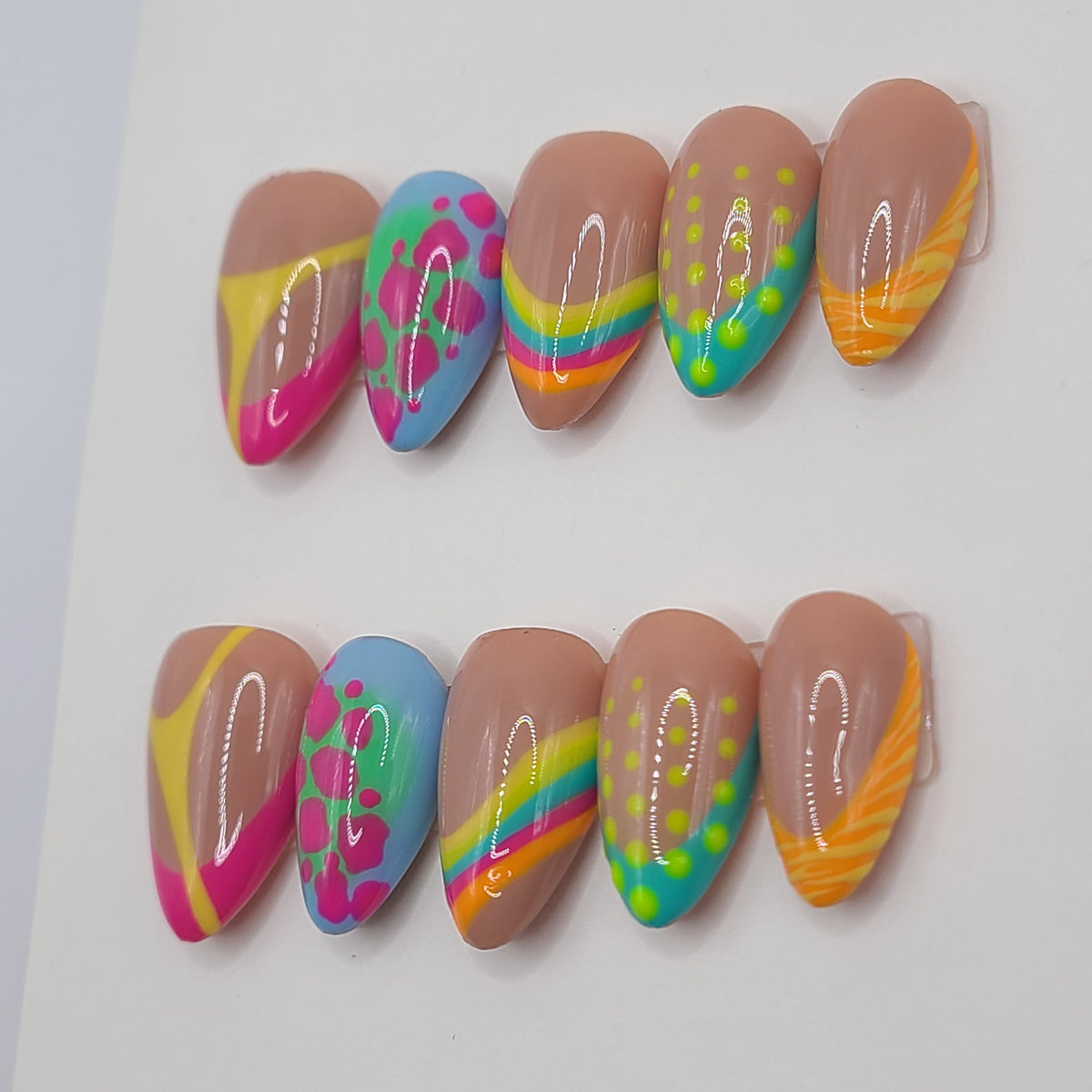 Rainbow Riot Short Almond Press-On Nails