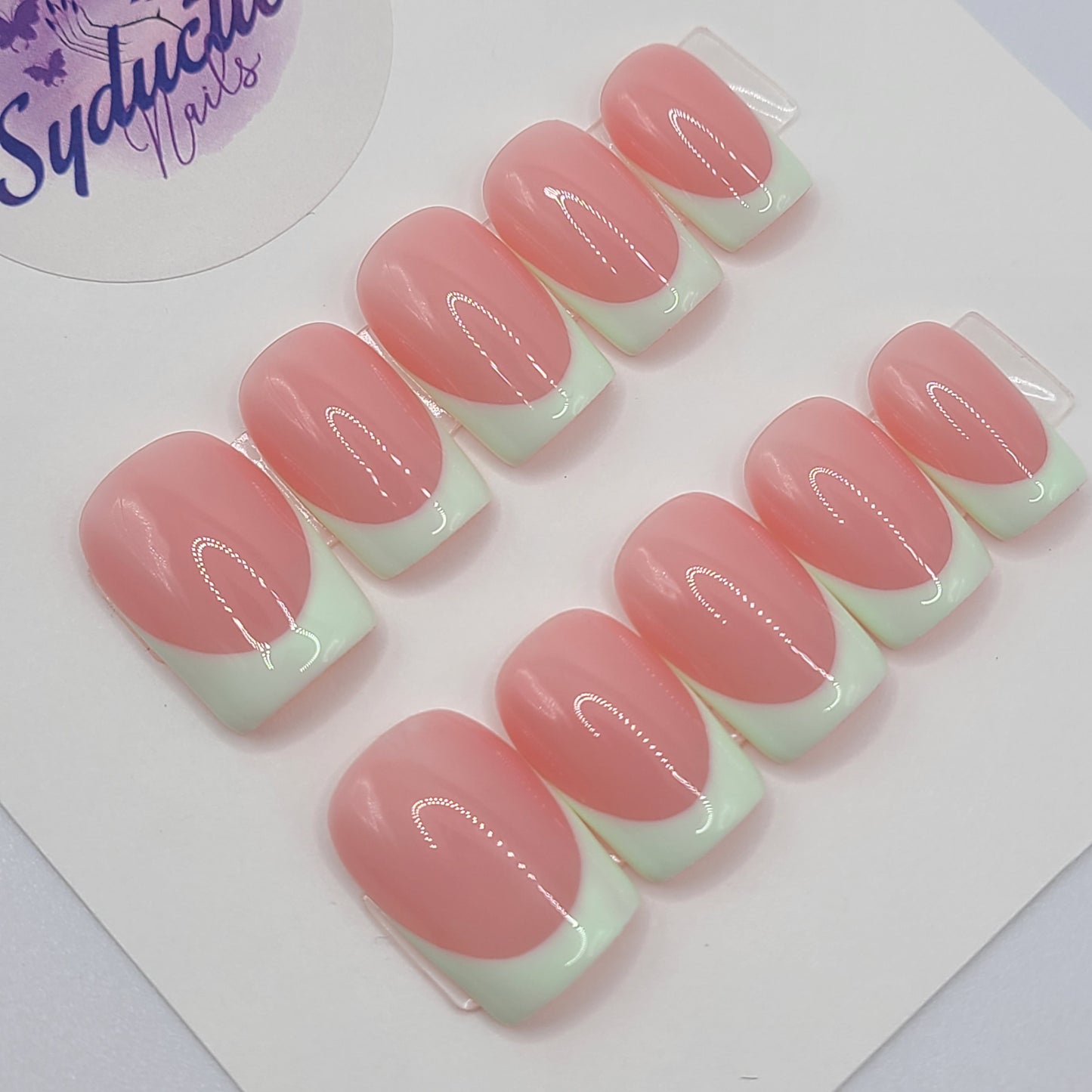 Mint Whisper Short Square Press-On Nails