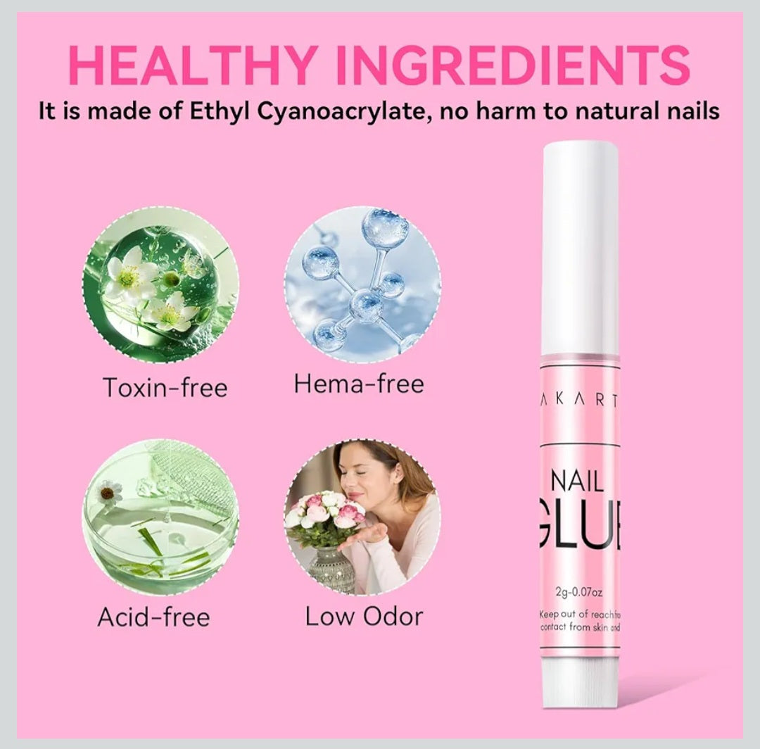 Makartt Super Strong Nail Glue for Press On Nails- Fast Air Dry Adhesive for Acrylic Nail Tips, Long-lasting Glue for Fake Nails,Dries Clear, No Nail Lamp Needed