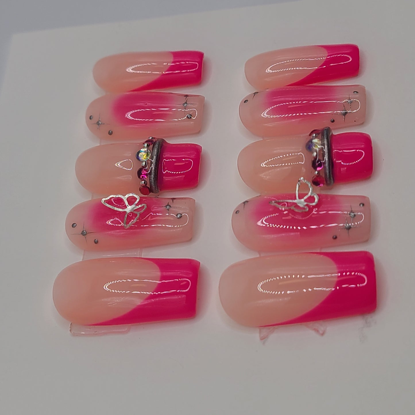 Pink Galaxy Glam (20 pieces, Medium Square Press-On Nails)