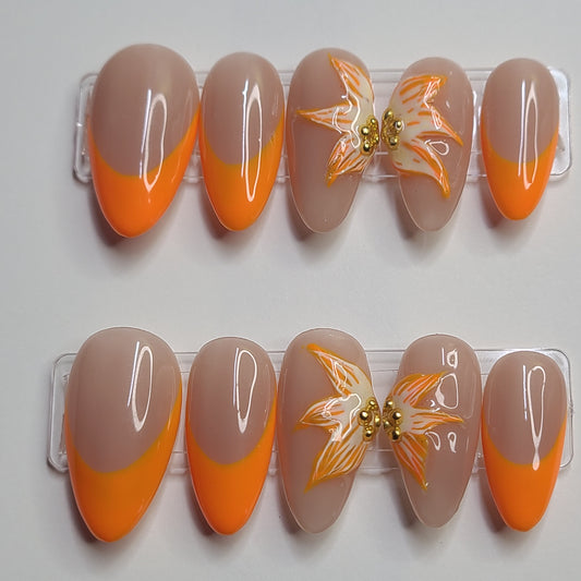 Sunset Bloom (10 Pieces, Medium Almond Press On Nails)
