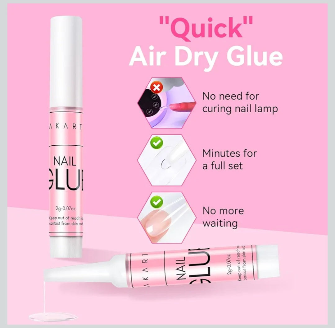 Makartt Super Strong Nail Glue for Press On Nails- Fast Air Dry Adhesive for Acrylic Nail Tips, Long-lasting Glue for Fake Nails,Dries Clear, No Nail Lamp Needed