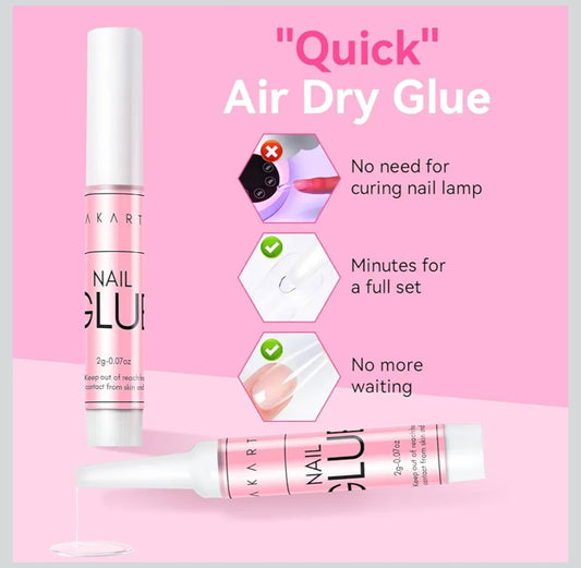 Makartt Super Strong Nail Glue for Press On Nails- Fast Air Dry Adhesive for Acrylic Nail Tips, Long-lasting Glue for Fake Nails,Dries Clear, No Nail Lamp Needed
