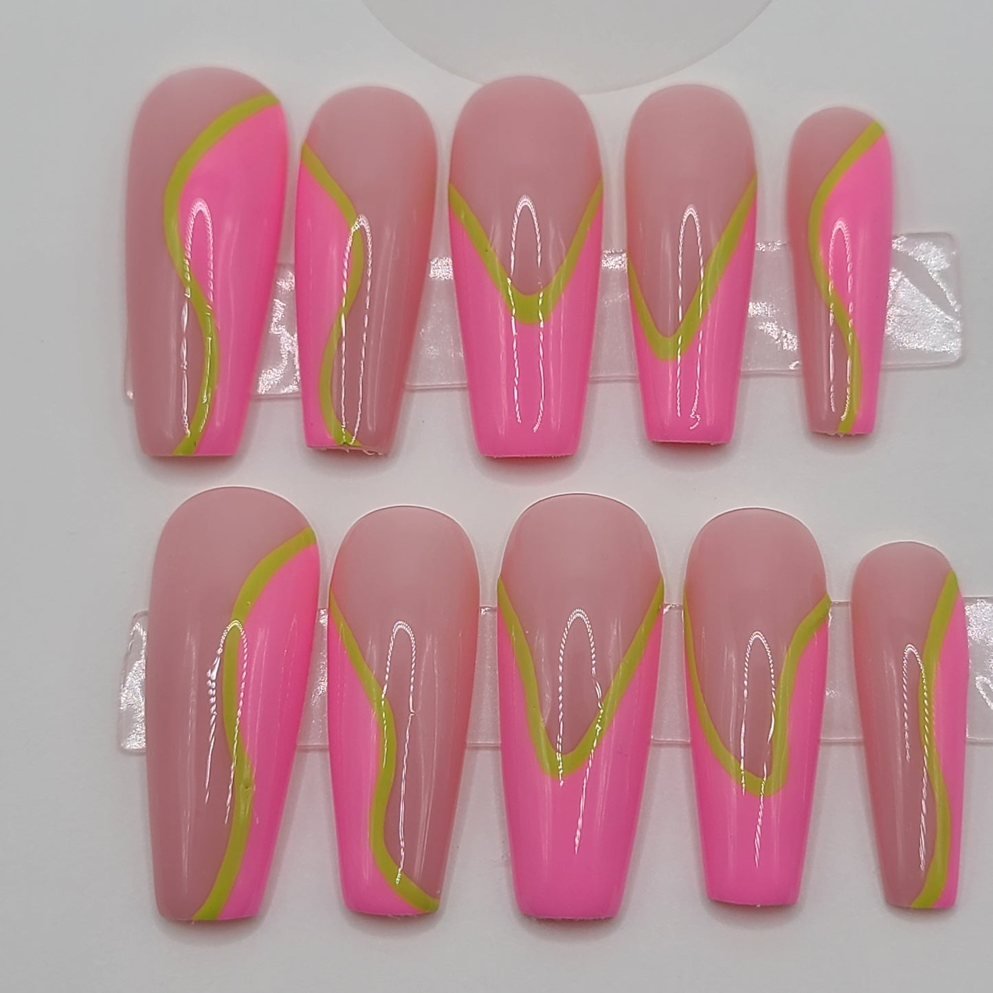Neon Voltage Long Coffin Press-On Nails